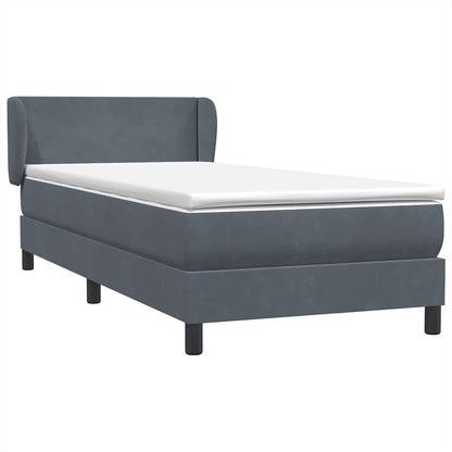 vidaXL Κρεβάτι Boxspring με Στρώμα Σκούρο Γκρι 90x210 εκ. Βελούδινο