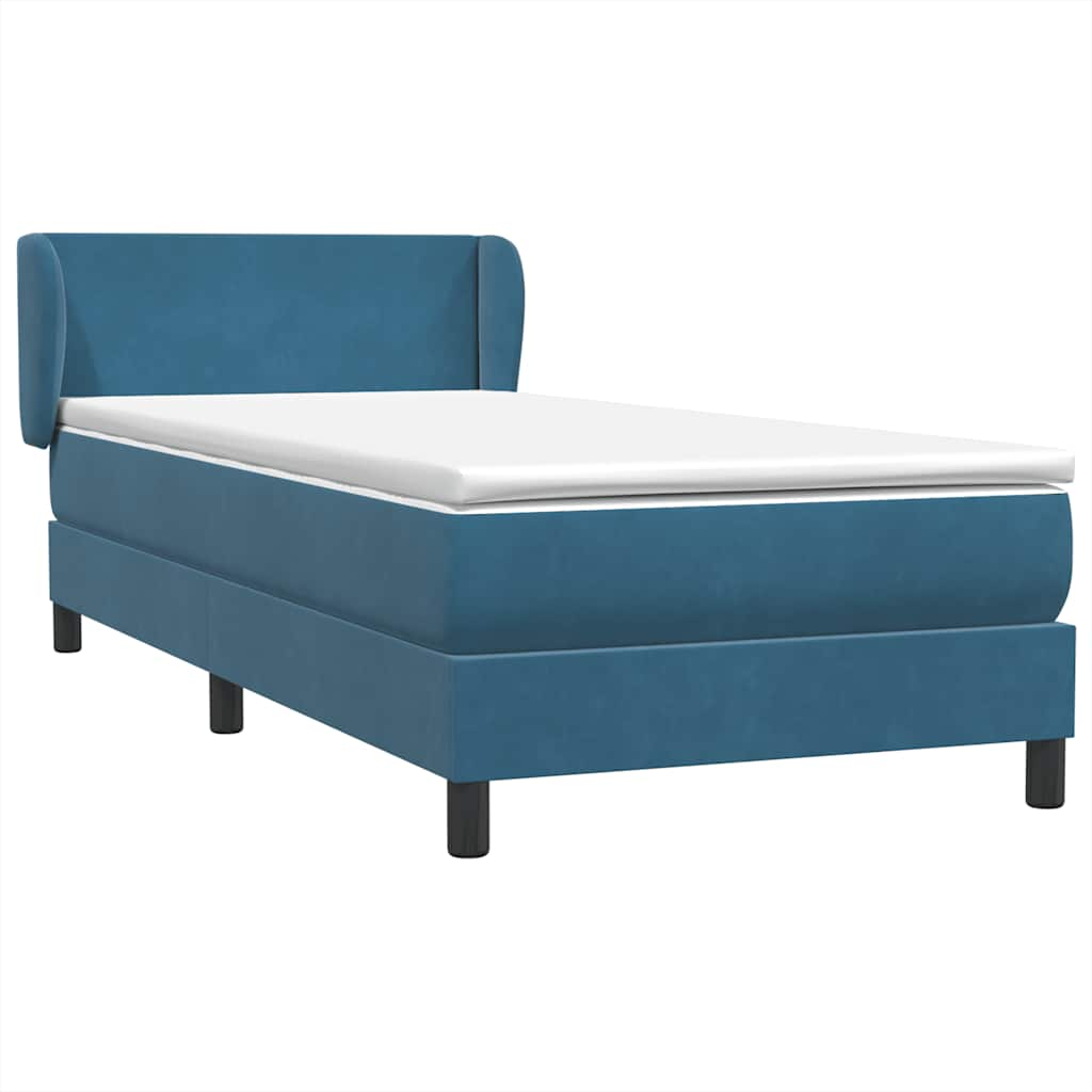 vidaXL Κρεβάτι Boxspring με Στρώμα Σκούρο Μπλε 100x210 εκ. Βελούδινο