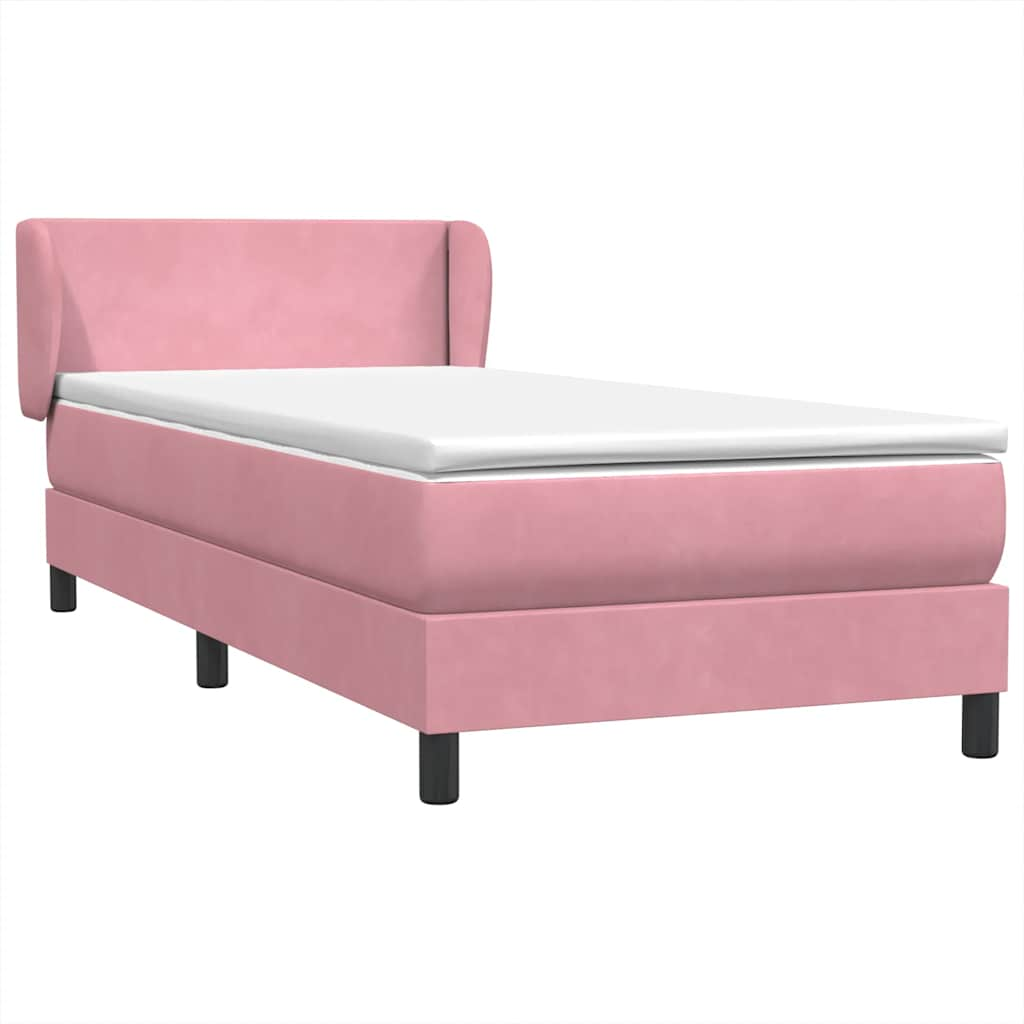 vidaXL Κρεβάτι Boxspring με Στρώμα Ροζ 100x210 εκ. Βελούδινο