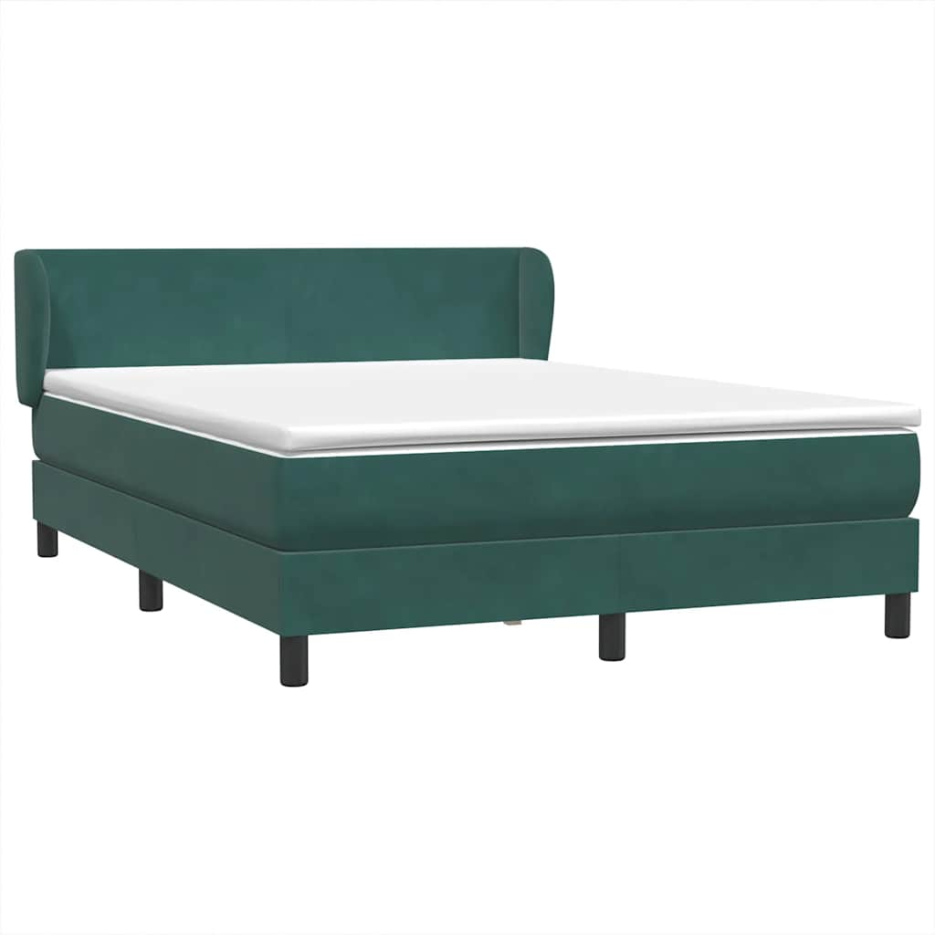 vidaXL Κρεβάτι Boxspring με Στρώμα Σκούρο Πράσινο 140x210εκ. Βελούδινο