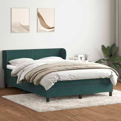 vidaXL Κρεβάτι Boxspring με Στρώμα Σκούρο Πράσινο 140x210εκ. Βελούδινο