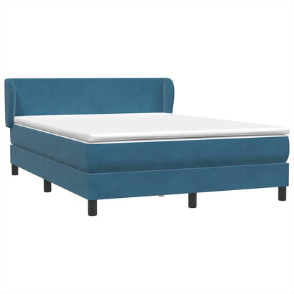 vidaXL Κρεβάτι Boxspring με Στρώμα Σκούρο Μπλε 140x210 εκ. Βελούδινο