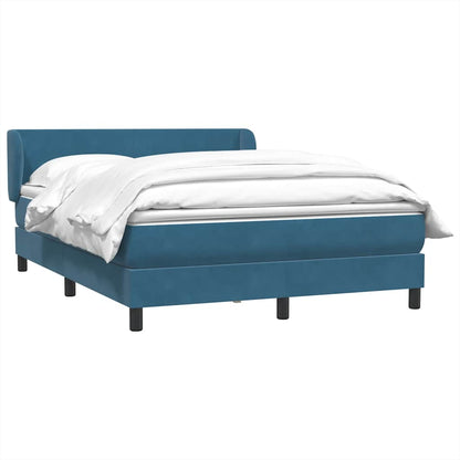 vidaXL Κρεβάτι Boxspring με Στρώμα Σκούρο Μπλε 140x210 εκ. Βελούδινο