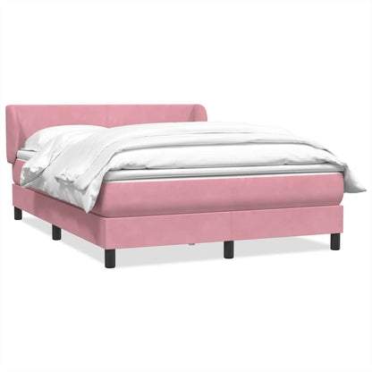 vidaXL Κρεβάτι Boxspring με Στρώμα Ροζ 140x210 εκ. Βελούδινο