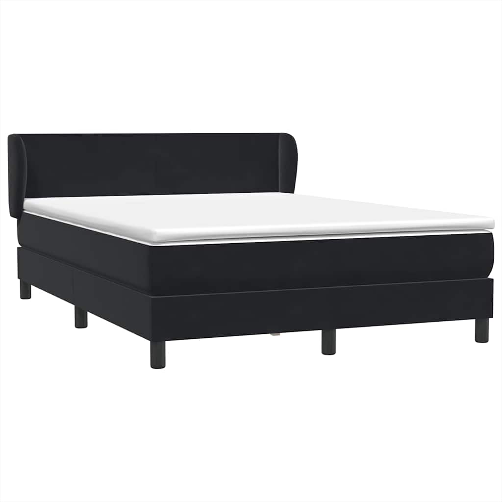 vidaXL Κρεβάτι Boxspring με Στρώμα Μαύρο 160x210 εκ. Βελούδινο