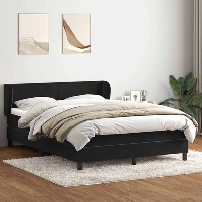 vidaXL Κρεβάτι Boxspring με Στρώμα Μαύρο 160x210 εκ. Βελούδινο