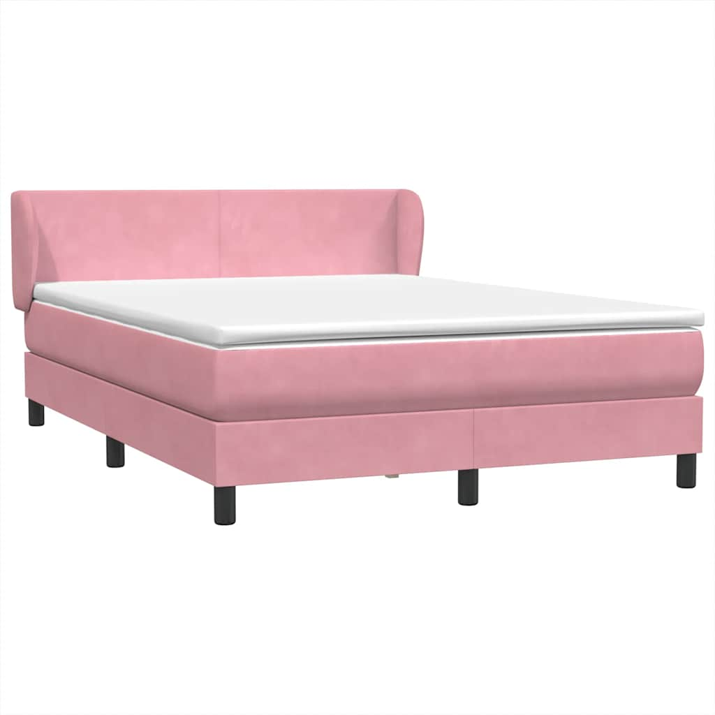 vidaXL Κρεβάτι Boxspring με Στρώμα Ροζ 160x210 εκ. Βελούδινο