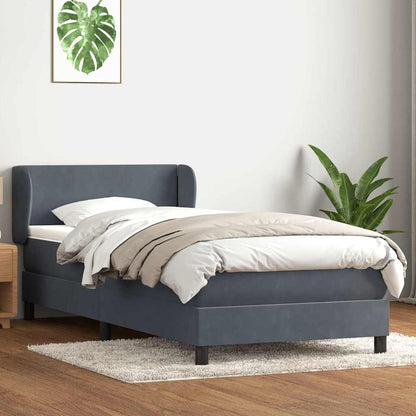 vidaXL Κρεβάτι Boxspring με Στρώμα Σκούρο Γκρι 80x220 εκ. Βελούδινο