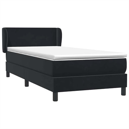 vidaXL Κρεβάτι Boxspring με Στρώμα Μαύρο 80x220 εκ. Βελούδινο