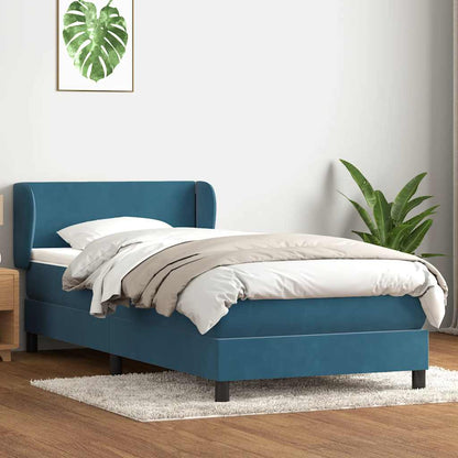 vidaXL Κρεβάτι Boxspring με Στρώμα Σκούρο Μπλε 80x220 εκ. Βελούδινο