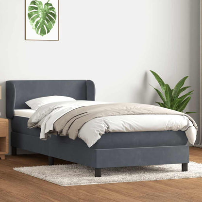 vidaXL Κρεβάτι Boxspring με Στρώμα Σκούρο Γκρι 90x220 εκ. Βελούδινο