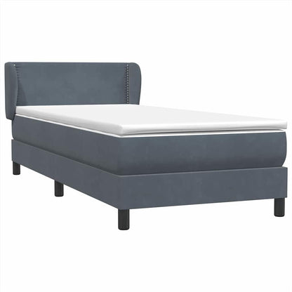 vidaXL Κρεβάτι Boxspring με Στρώμα Σκούρο Γκρι 90x210 εκ. Βελούδινο