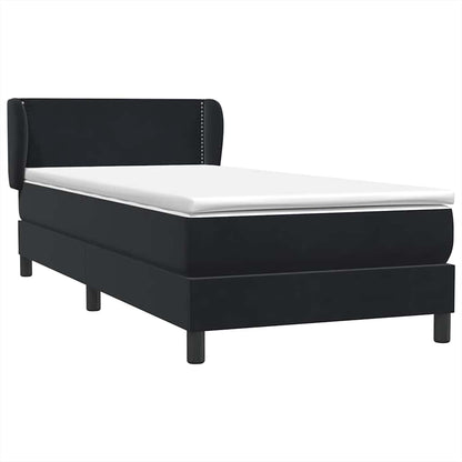 vidaXL Κρεβάτι Boxspring με Στρώμα Μαύρο 90x210 εκ. Βελούδινο