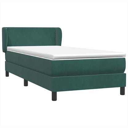 vidaXL Κρεβάτι Boxspring με Στρώμα Σκούρο Πράσινο 100x210εκ. Βελούδινο