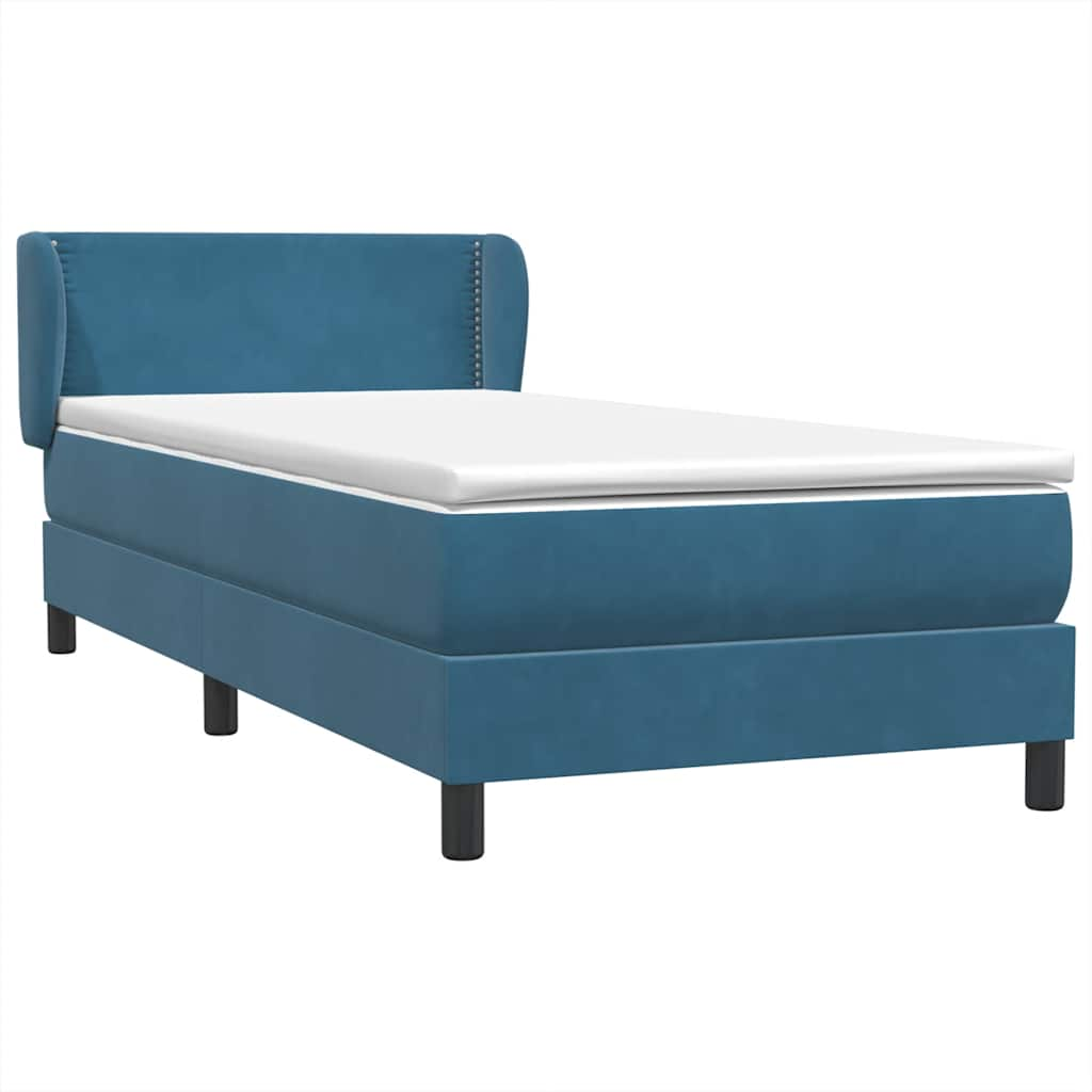 vidaXL Κρεβάτι Boxspring με Στρώμα Σκούρο Μπλε 100x210 εκ. Βελούδινο