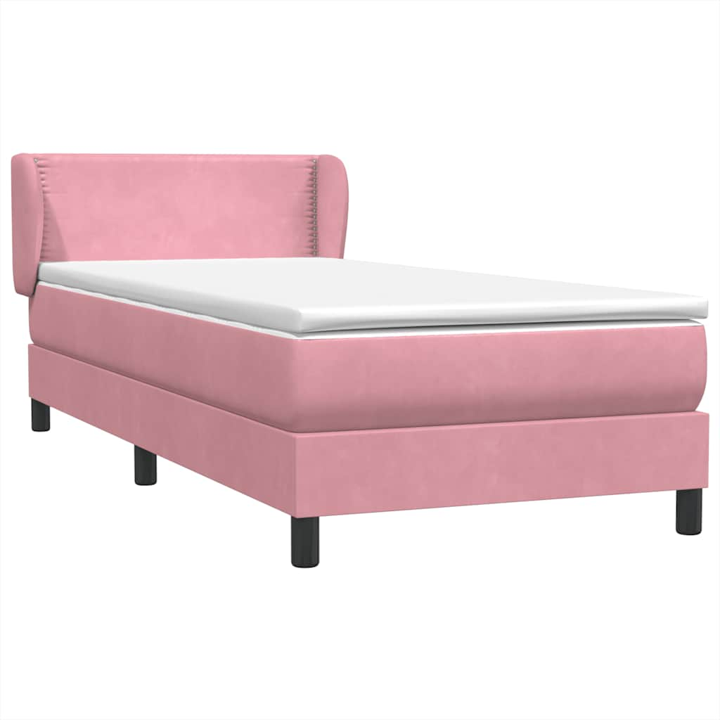 vidaXL Κρεβάτι Boxspring με Στρώμα Ροζ 100x210 εκ. Βελούδινο