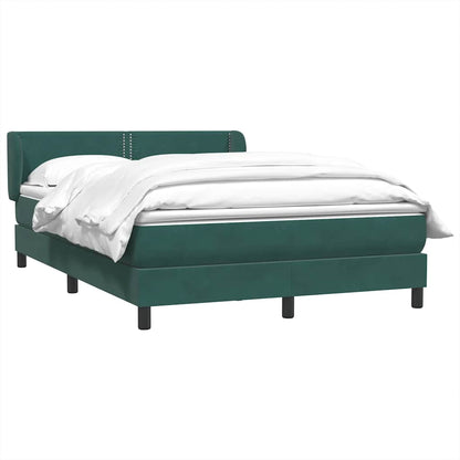 vidaXL Κρεβάτι Boxspring με Στρώμα Σκούρο Πράσινο 140x210εκ. Βελούδινο