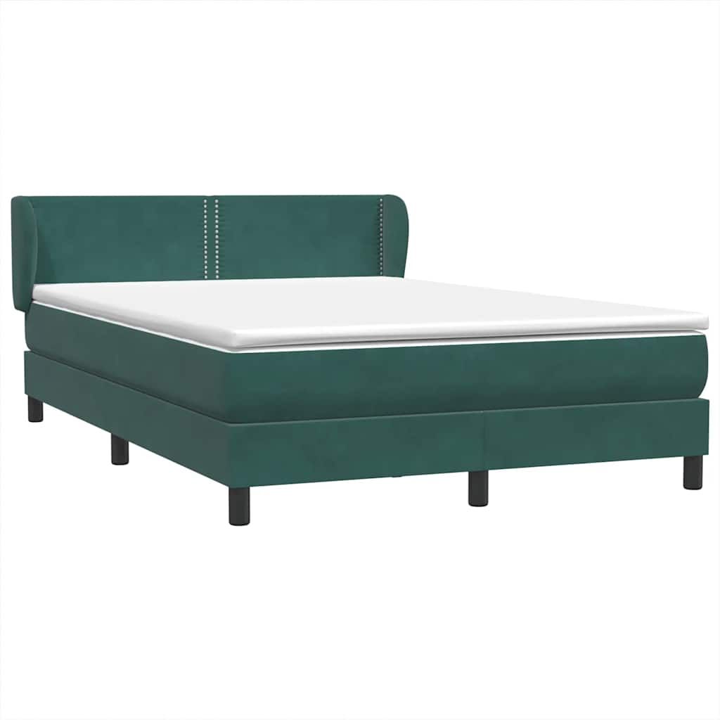 vidaXL Κρεβάτι Boxspring με Στρώμα Σκούρο Πράσινο 140x210εκ. Βελούδινο