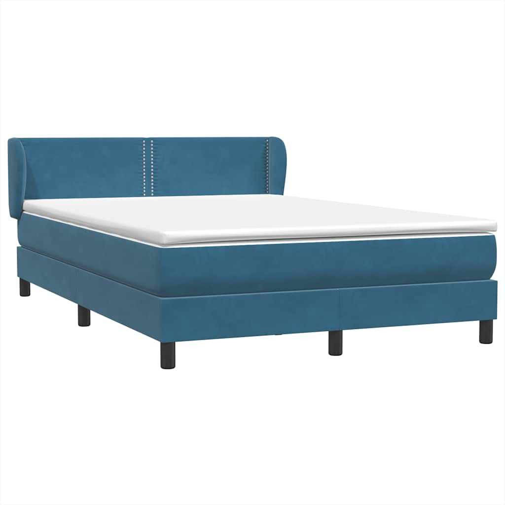 vidaXL Κρεβάτι Boxspring με Στρώμα Σκούρο Μπλε 140x210 εκ. Βελούδινο