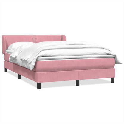 vidaXL Κρεβάτι Boxspring με Στρώμα Ροζ 140x210 εκ. Βελούδινο