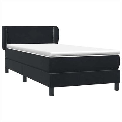 vidaXL Κρεβάτι Boxspring με Στρώμα Μαύρο 80x220 εκ. Βελούδινο