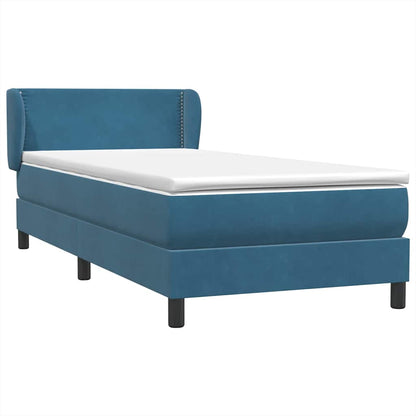 vidaXL Κρεβάτι Boxspring με Στρώμα Σκούρο Μπλε 80x220 εκ. Βελούδινο