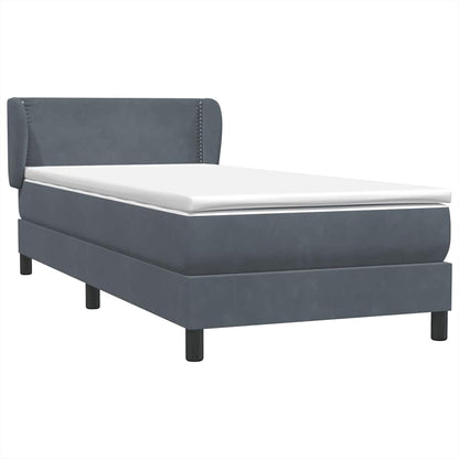 vidaXL Κρεβάτι Boxspring με Στρώμα Σκούρο Γκρι 90x220 εκ. Βελούδινο