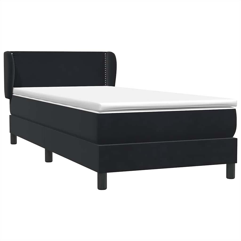 vidaXL Κρεβάτι Boxspring με Στρώμα Μαύρο 90x220 εκ. Βελούδινο