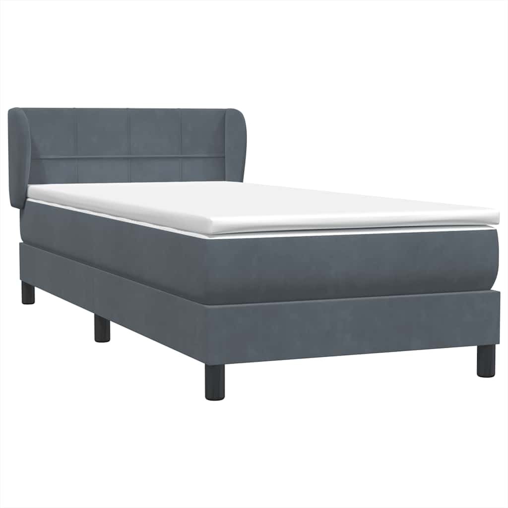 vidaXL Box Spring Κρεβάτι με στρώμα Σκούρο γκρι 80x210 εκ. Βελούδινο