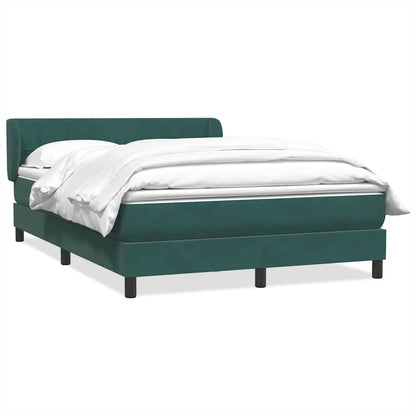 vidaXL Κρεβάτι Boxspring με Στρώμα Σκούρο Πράσινο 140x210εκ. Βελούδινο