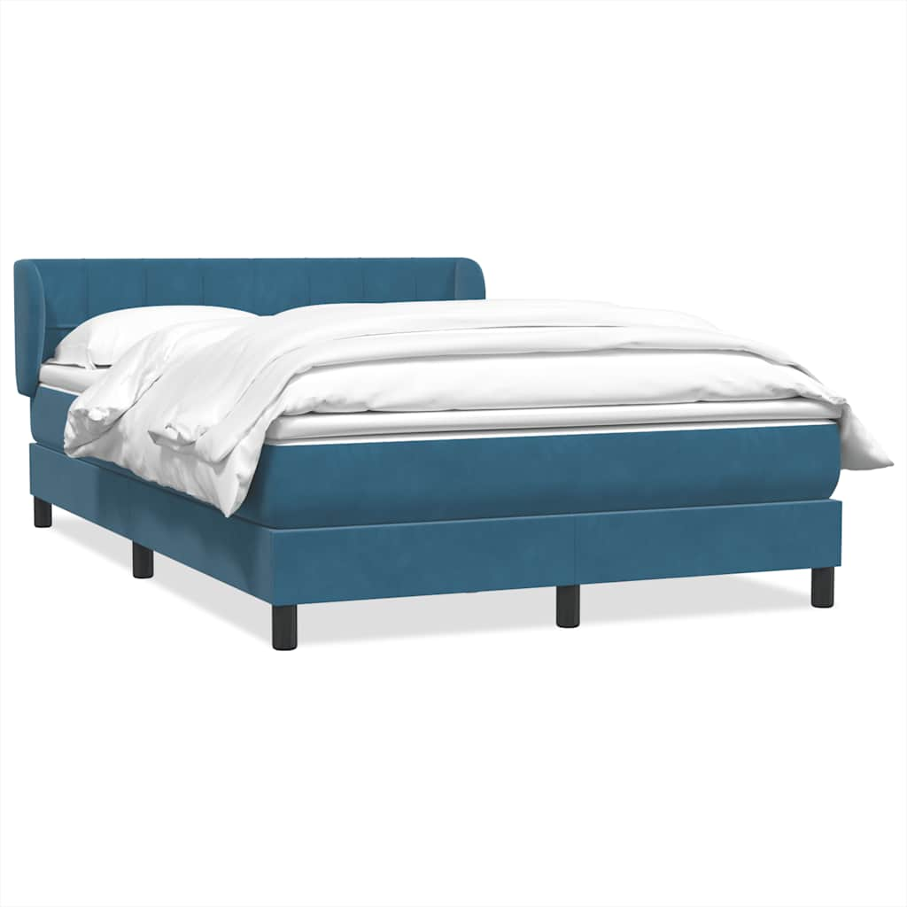 vidaXL Κρεβάτι Boxspring με Στρώμα Σκούρο Μπλε 140x210 εκ. Βελούδινο