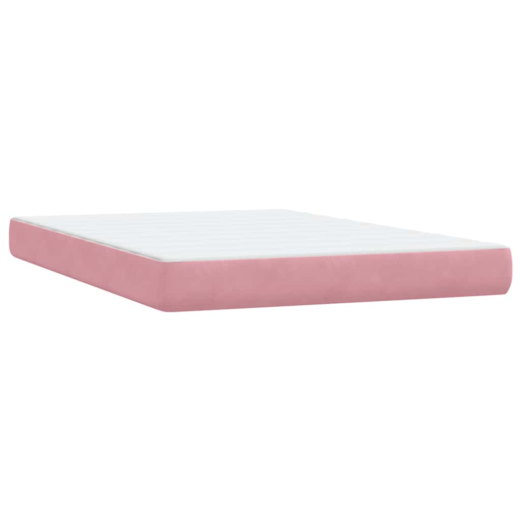 vidaXL Κρεβάτι Boxspring με Στρώμα Ροζ 160x210 εκ. Βελούδινο