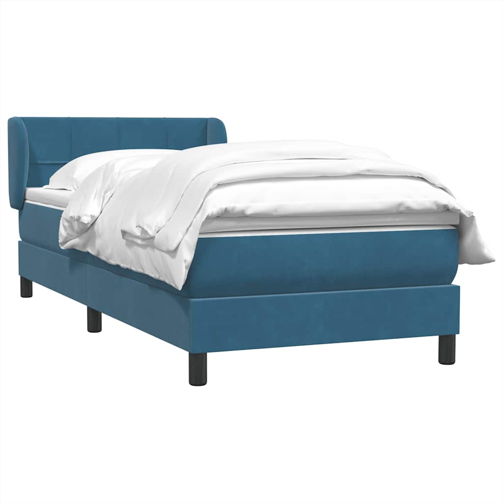 vidaXL Κρεβάτι Boxspring με Στρώμα Σκούρο Μπλε 80x220 εκ. Βελούδινο