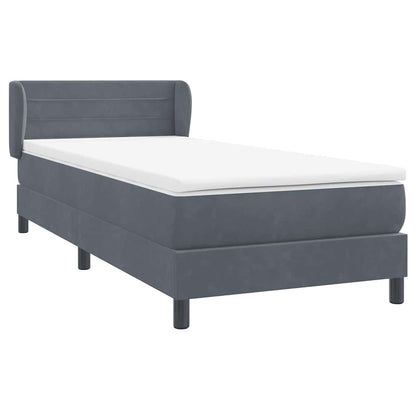 vidaXL Κρεβάτι Boxspring με Στρώμα Σκούρο Γκρι 90x210 εκ. Βελούδινο