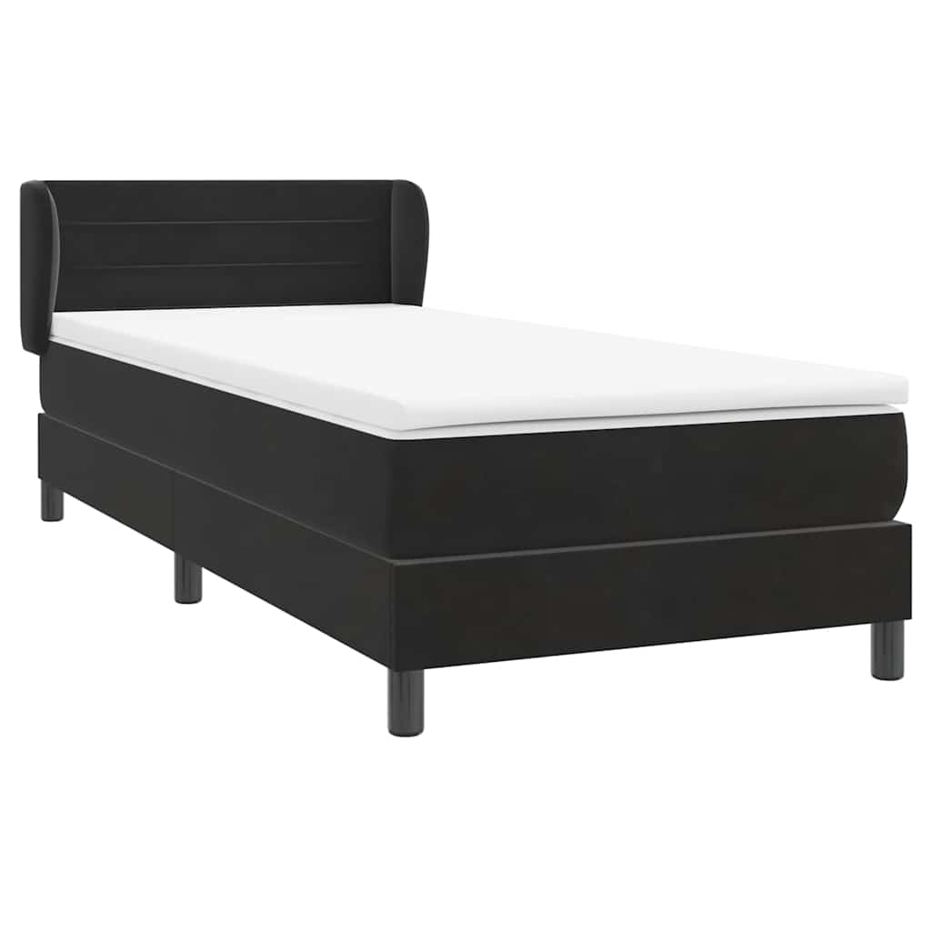 vidaXL Κρεβάτι Boxspring με Στρώμα Μαύρο 90x210 εκ. Βελούδινο