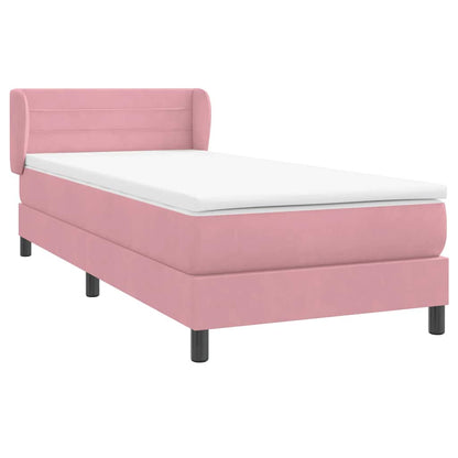 vidaXL Κρεβάτι Boxspring με Στρώμα Ροζ 100x210 εκ. Βελούδινο