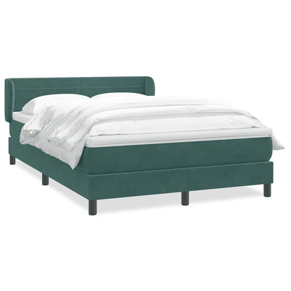 vidaXL Κρεβάτι Boxspring με Στρώμα Σκούρο Πράσινο 140x210εκ. Βελούδινο