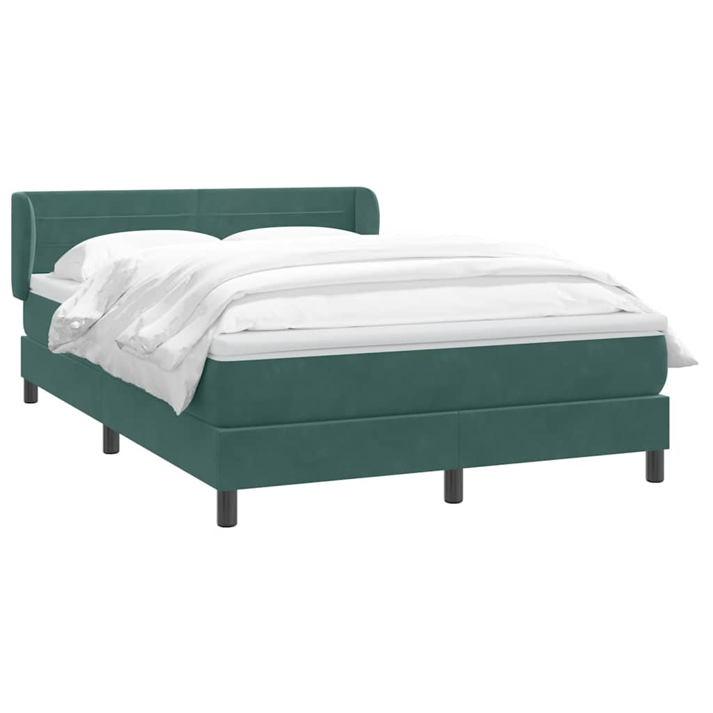 vidaXL Κρεβάτι Boxspring με Στρώμα Σκούρο Πράσινο 160x210εκ. Βελούδινο