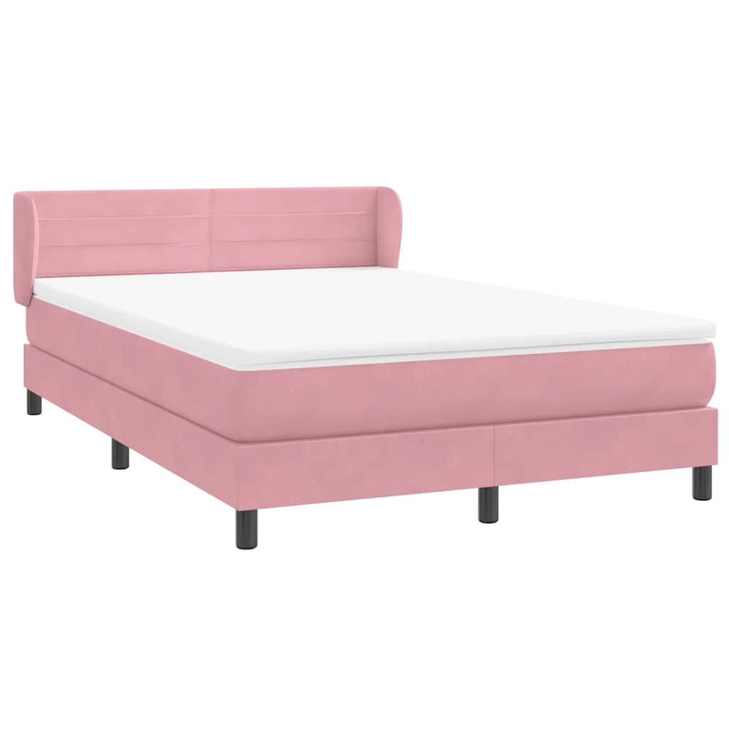 vidaXL Κρεβάτι Boxspring με Στρώμα Ροζ 160x210 εκ. Βελούδινο