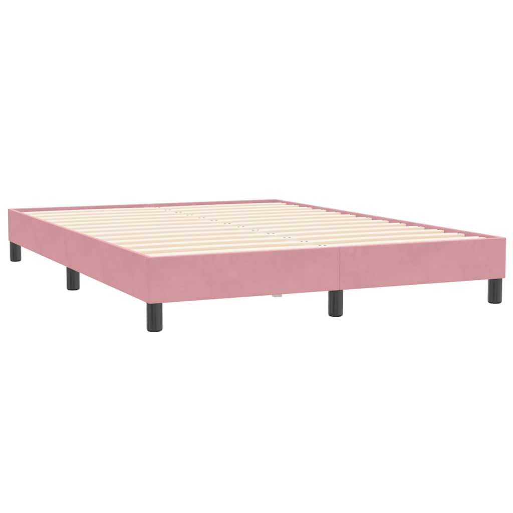 vidaXL Κρεβάτι Boxspring με Στρώμα Ροζ 160x210 εκ. Βελούδινο