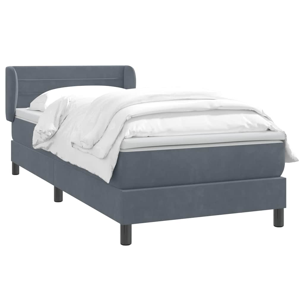 vidaXL Κρεβάτι Boxspring με Στρώμα Σκούρο Γκρι 80x220 εκ. Βελούδινο