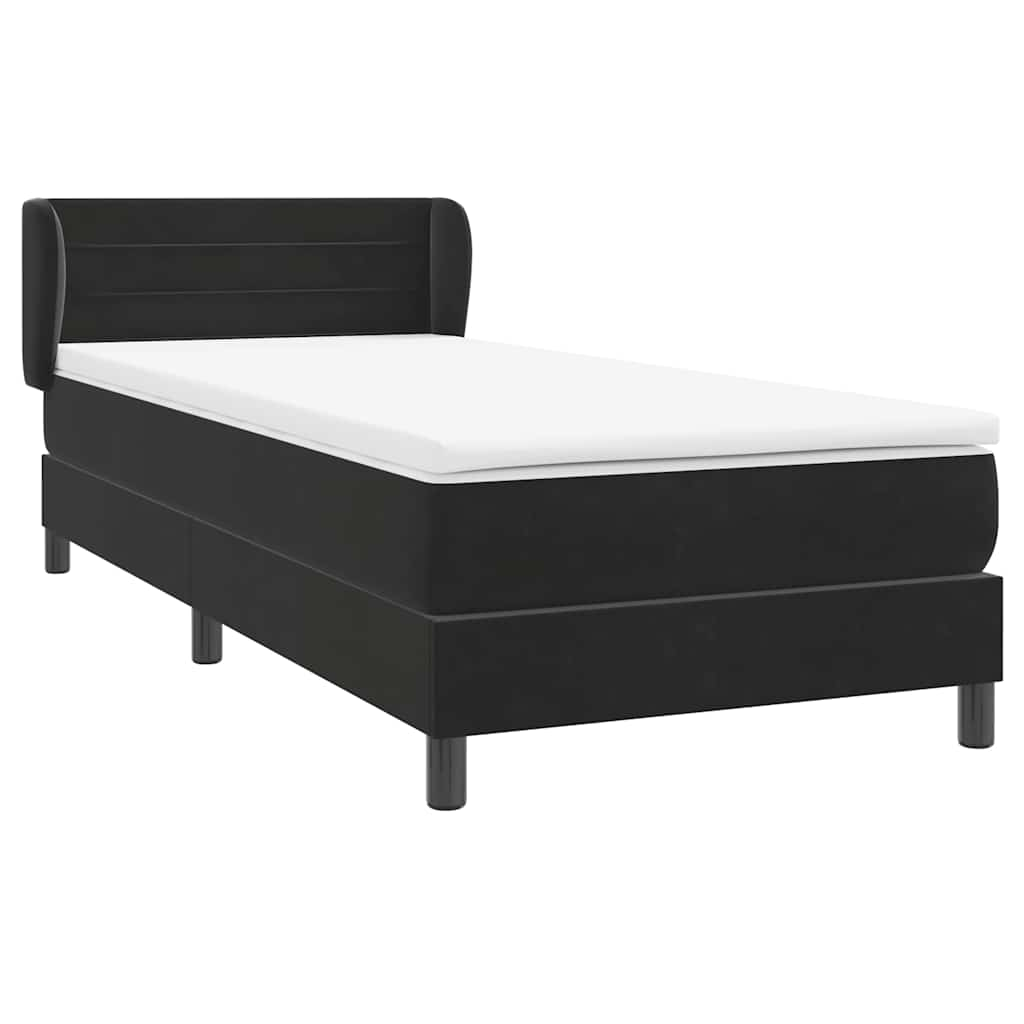 vidaXL Κρεβάτι Boxspring με Στρώμα Μαύρο 80x220 εκ. Βελούδινο