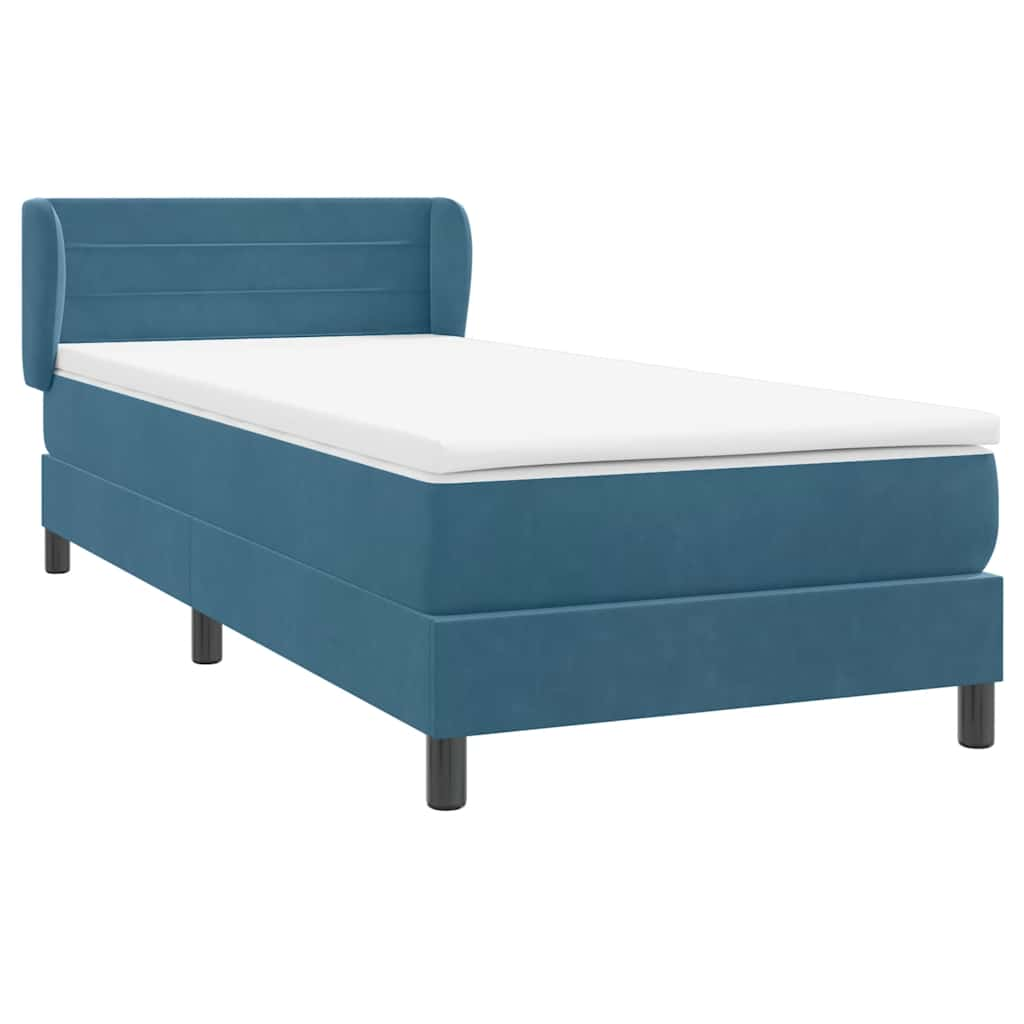 vidaXL Κρεβάτι Boxspring με Στρώμα Σκούρο Μπλε 80x220 εκ. Βελούδινο