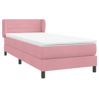 vidaXL Κρεβάτι Boxspring με Στρώμα Ροζ 80x220 εκ. Βελούδινο