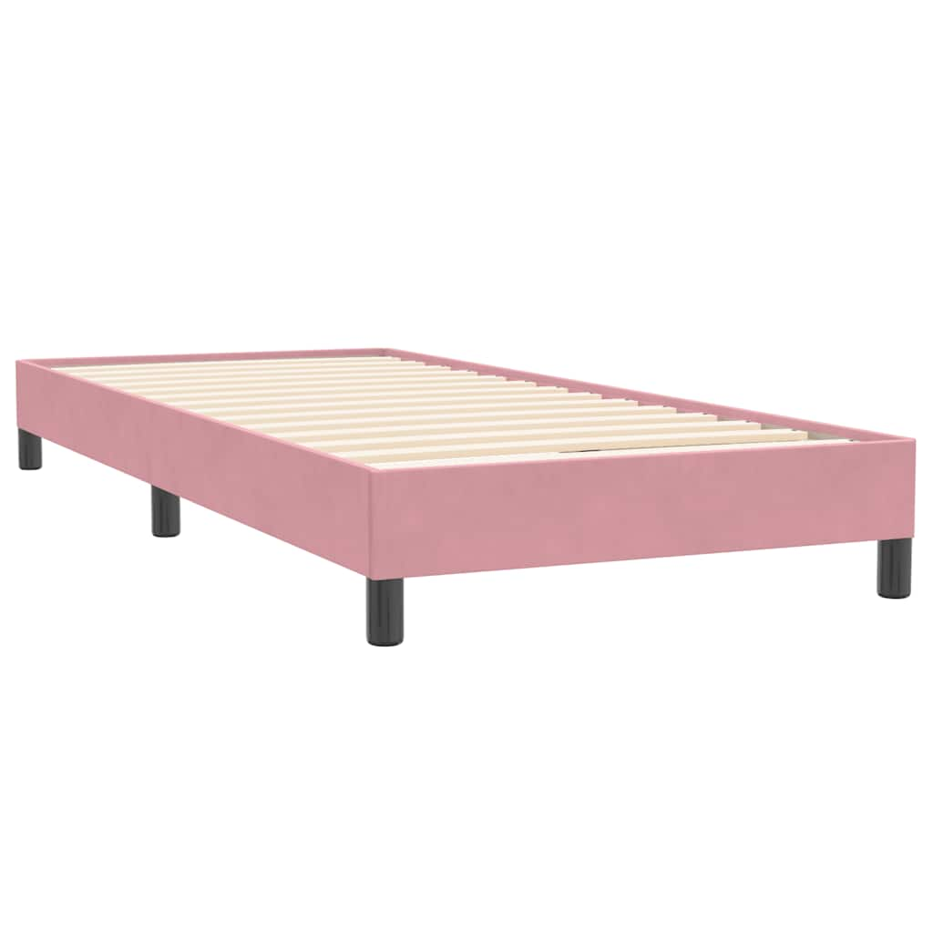 vidaXL Κρεβάτι Boxspring με Στρώμα Ροζ 90x220 εκ. Βελούδινο