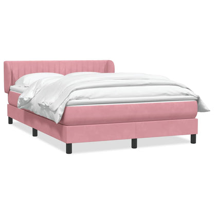 vidaXL Κρεβάτι Boxspring με Στρώμα Ροζ 140x210 εκ. Βελούδινο