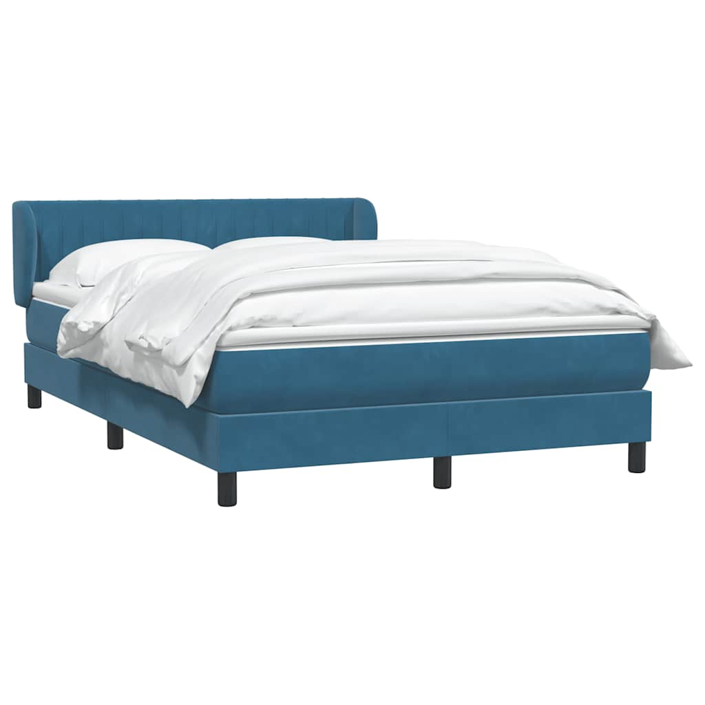 vidaXL Κρεβάτι Boxspring με Στρώμα Σκούρο Μπλε 160x210 εκ. Βελούδινο