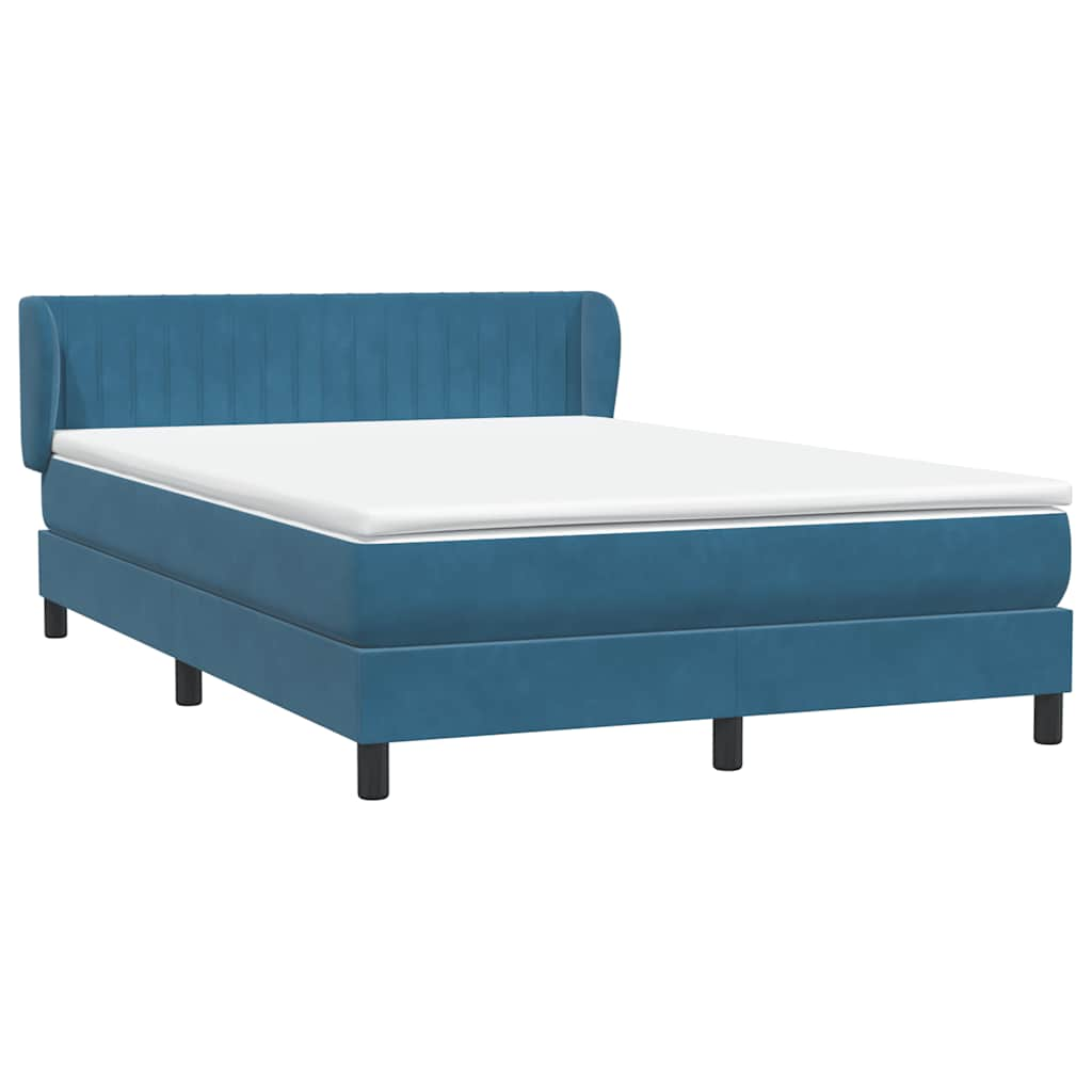 vidaXL Κρεβάτι Boxspring με Στρώμα Σκούρο Μπλε 160x210 εκ. Βελούδινο