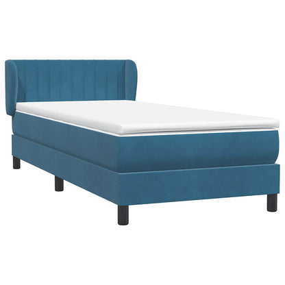 vidaXL Κρεβάτι Boxspring με Στρώμα Σκούρο Μπλε 80x220 εκ. Βελούδινο