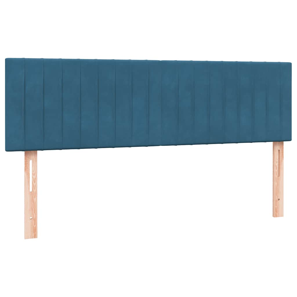 vidaXL Box Spring κρεβάτι με στρώμα σκούρο μπλε 140x220 cm Βελούδινο